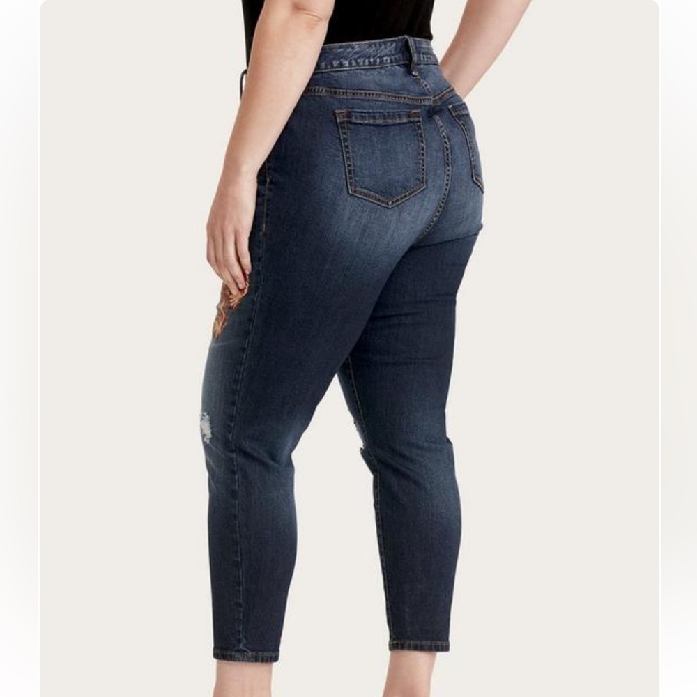 Torrid Girlfriend Oakdale Paint jeans size 24 Regular with bird and Asian tiger - Picture 3 of 14